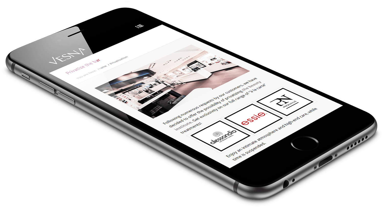 Site responsive mobile Vesna Nail Bar & Beauty par blindesign